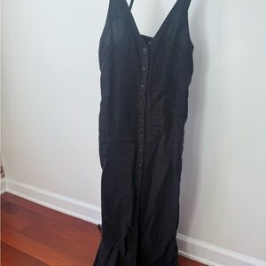 Faherty Linen Black Button-Down Dress